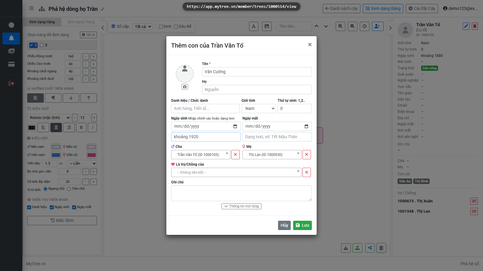 Form con vợ 2 — đã chọn mẹ là vợ 2